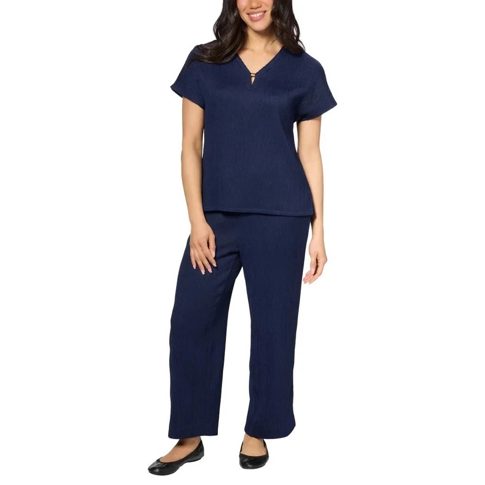 Jones New York Women's Textured Crop Set, Navy, Size: XL, New